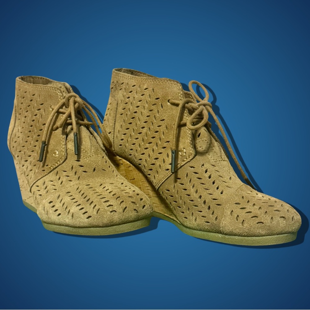 Toms Tan Wedge Ankle Boots